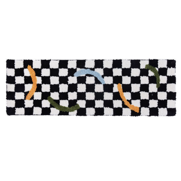 Vintage Checkerboard Bedside Bedroom Bedside Rug - Image 5