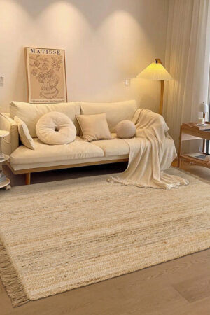 Natural Hand-woven Jute Rug Fringe Edge