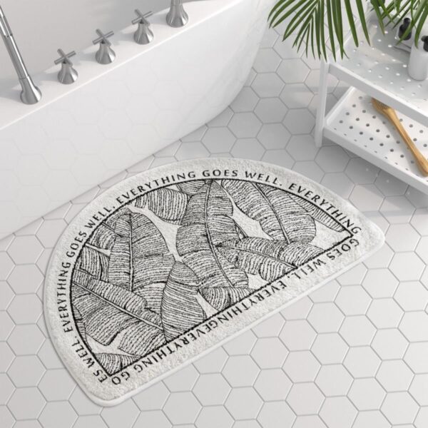 American Hand-painted Flower And Bird Pastoral Floral Semicircle Rug - Image 4