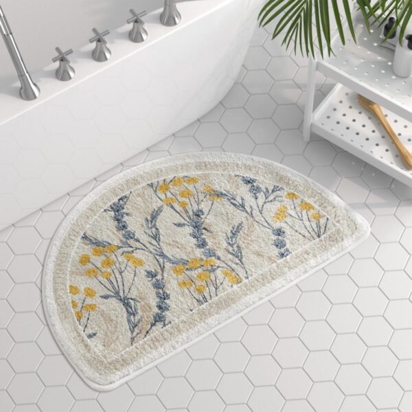 American Hand-painted Flower And Bird Pastoral Floral Semicircle Rug - Image 5