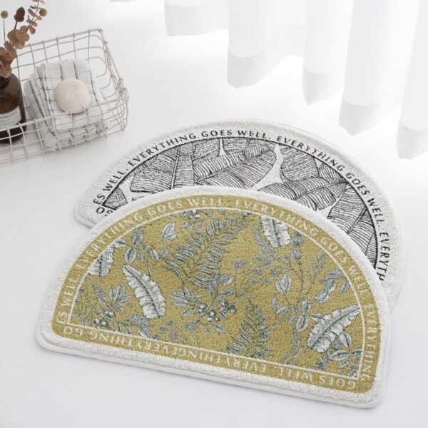 American Hand-painted Flower And Bird Pastoral Floral Semicircle Rug - Image 7