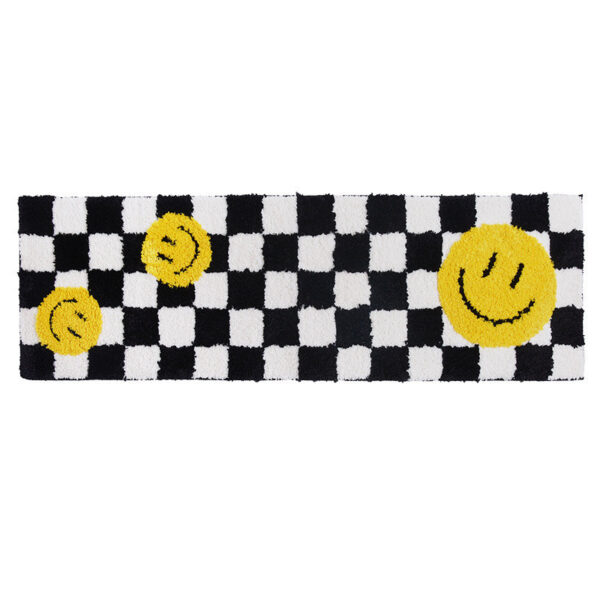 Vintage Checkerboard Bedside Bedroom Bedside Rug - Image 4