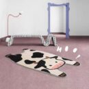 Bedroom Cute Cow Shape Plush Rug