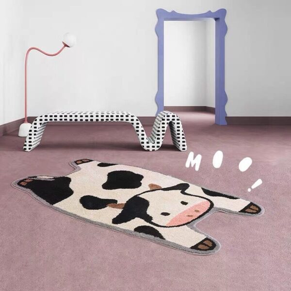 Bedroom Cute Cow Shape Plush Rug - Image 2