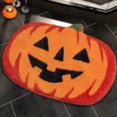 Halloween Pumpkin Bath Rug Non-Slip Absorbent Washable Knitted Polyester Entryway Mat