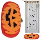 Halloween Pumpkin Bath Rug Non-Slip Absorbent Washable Knitted Polyester Entryway Mat
