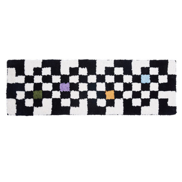 Vintage Checkerboard Bedside Bedroom Bedside Rug - Image 3