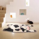 Bedroom Cute Cow Shape Plush Rug